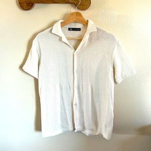 Cream Zara Button Up Shirt